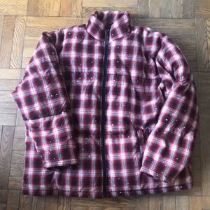 Plaid Puffer Jacket , red/blk, XXXL
